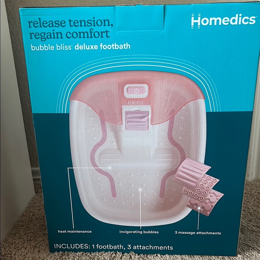 Homedics Bubble Bliss Deluxe Footbath in Pink and White